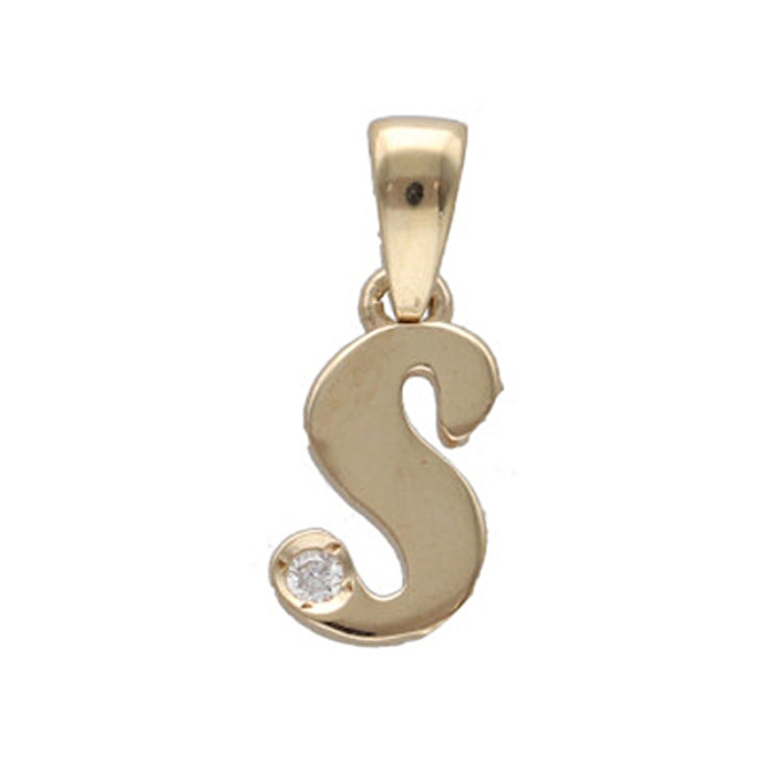 Złota przywieszka 585 literka S z diamentem 0,49g Złota przywieszka 585 literka S z diamentem 0,49g