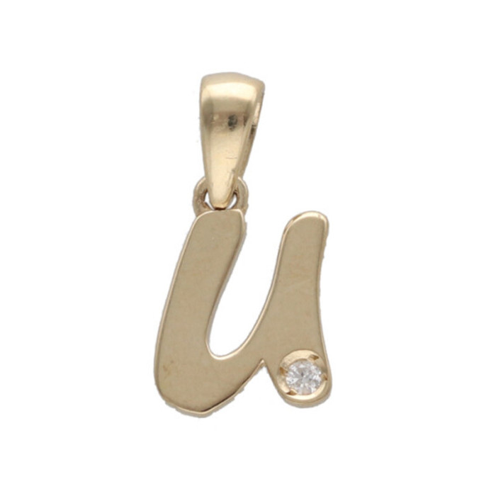 Złota przywieszka 585 literka U z diamentem 0,55g Złota przywieszka 585 literka U z diamentem 0,55g