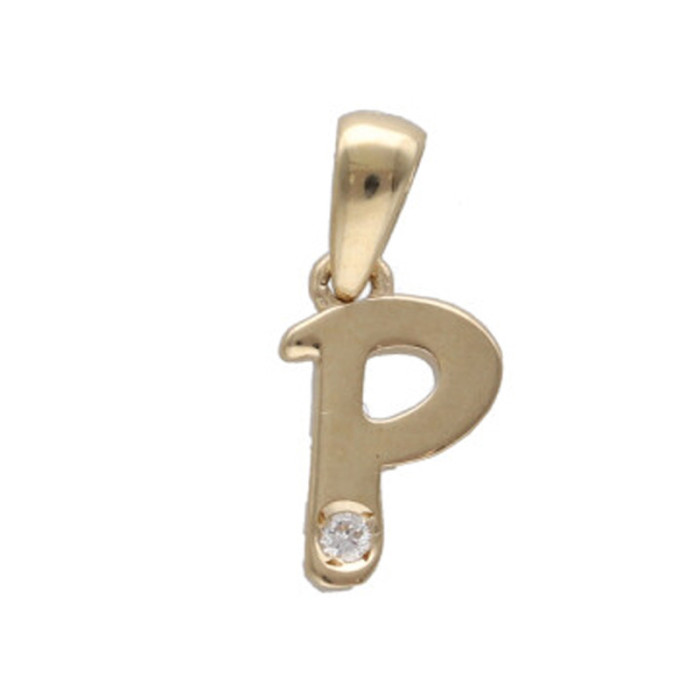 Złota przywieszka 585 literka P z diamentem 0,44g Złota przywieszka 585 literka P z diamentem 0,44g