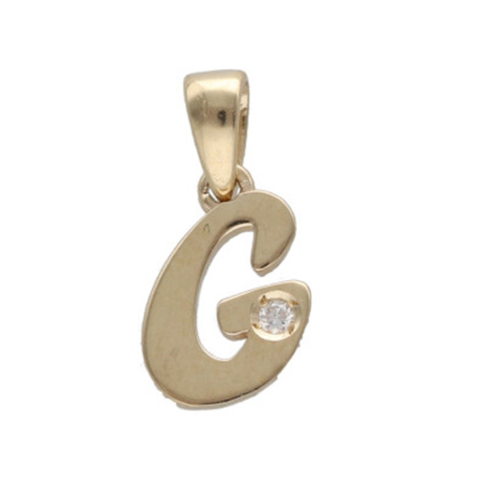 Złota przywieszka 585 literka G z diamentem 0,56g Złota przywieszka 585 literka G z diamentem 0,56g