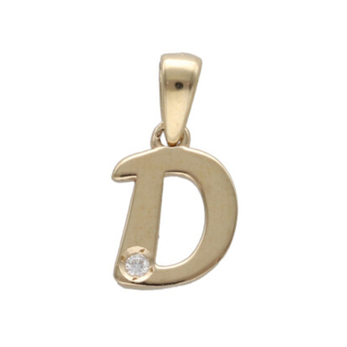 Złota przywieszka 585 literka D z diamentem 0,58g Złota przywieszka 585 literka D z diamentem 0,58g
