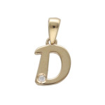 Złota przywieszka 585 literka D z diamentem 0,58g