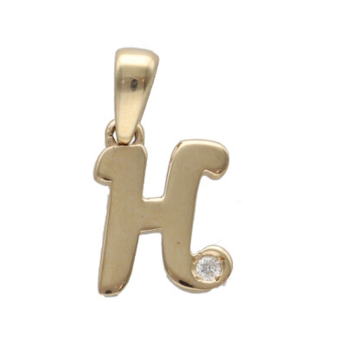 Złota przywieszka 585 literka H z diamentem 0,6g Złota przywieszka 585 literka H z diamentem 0,6g