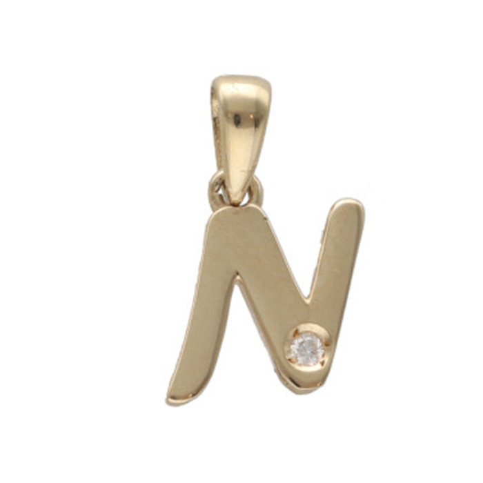 Złota przywieszka 585 literka N z diamentem 0,57g Złota przywieszka 585 literka N z diamentem 0,57g
