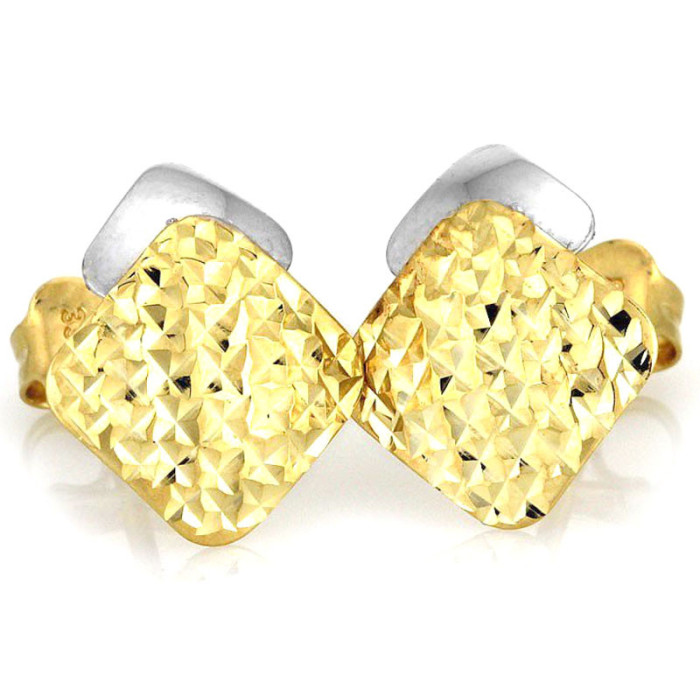 Złote kolczyki 375 diamentowane kwadraciki 0,74 g s Złote kolczyki 375 diamentowane kwadraciki 0,74 g s