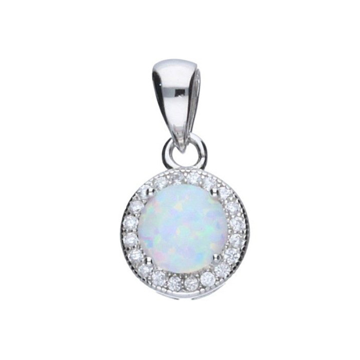 Srebrna przywieszka 925 biały opal z cyrkoniami Srebrna przywieszka 925 biały opal z cyrkoniami