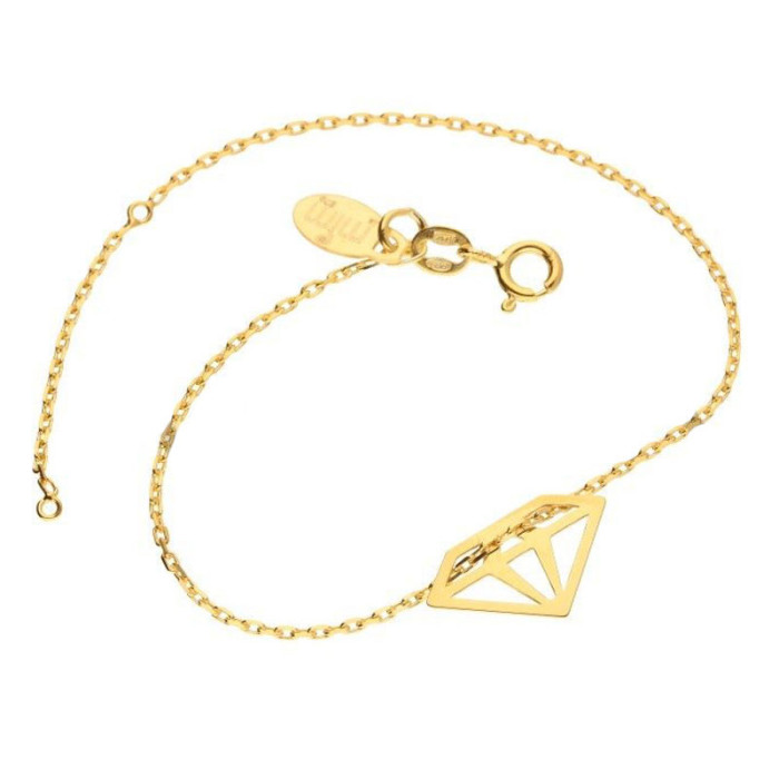 Srebrna złocona bransoletka 925 ażurowy diament 1,60g Srebrna złocona bransoletka 925 ażurowy diament 1,60g