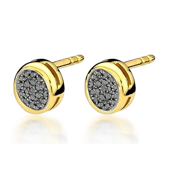 Złote kolczyki 585 okrągłe z diamentami 1,30g Złote kolczyki 585 okrągłe z diamentami 1,30g