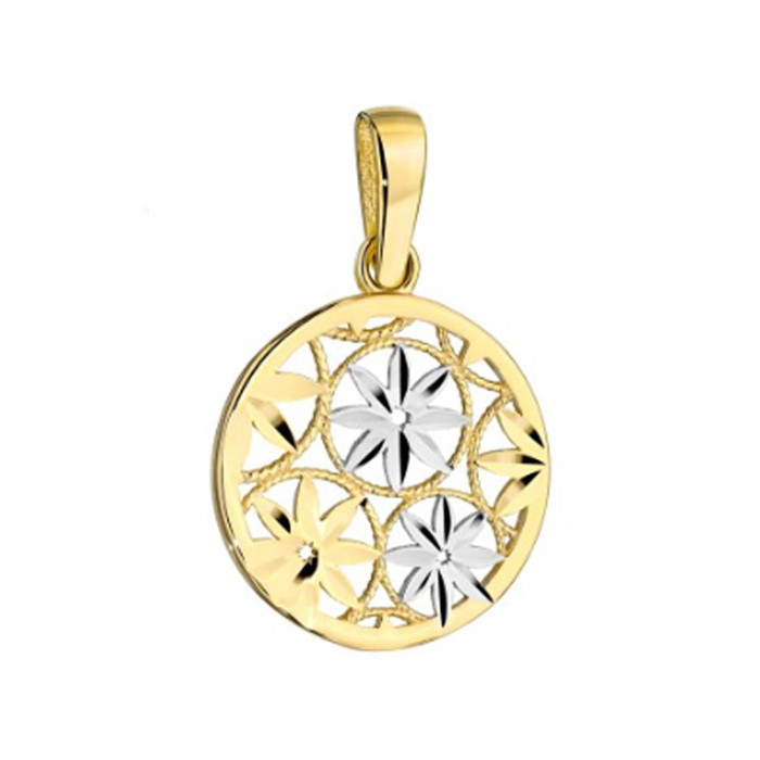 Złota przywieszka 585 z diamentowanymi kwiatkami 1,29g Złota przywieszka 585 z diamentowanymi kwiatkami 1,29g