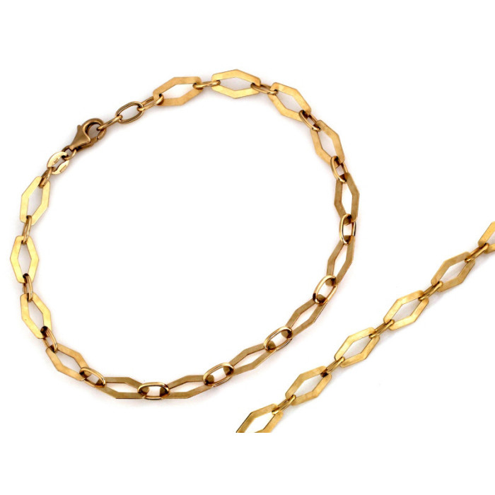 Złota bransoletka 585 elementowa z małych rombów 20cm 3,54g Złota bransoletka 585 elementowa z małych rombów 20cm 3,54g