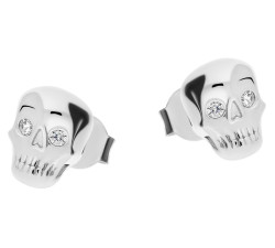 Srebrne kolczyki 925 czaszka 3D z cyrkoniami 2,15g