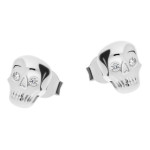 Srebrne kolczyki 925 czaszka 3D z cyrkoniami 2,15g