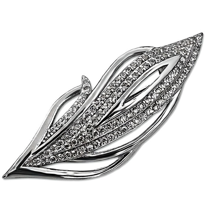 Srebrna elegancka broszka 925 azurowa białe cyrkonie Srebrna elegancka broszka 925 azurowa białe cyrkonie