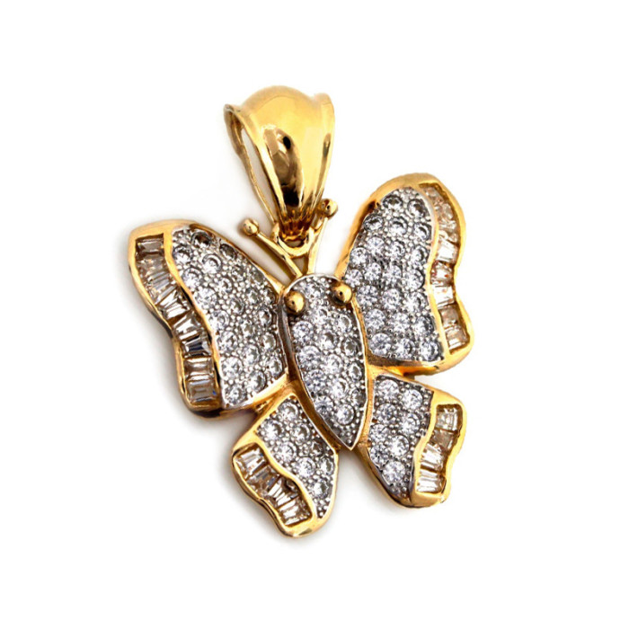 Złota przywieszka 585 motyl zdobiony cyrkoniami 4,97g Złota przywieszka 585 motyl zdobiony cyrkoniami 4,97g