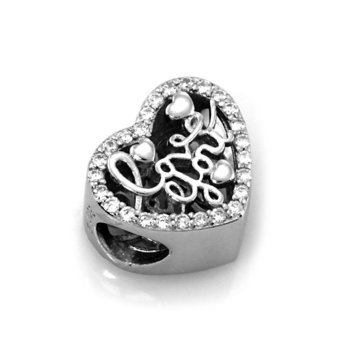 Srebrna zawieszka 925 beads serce napis Love You Srebrna zawieszka 925 beads serce napis Love You