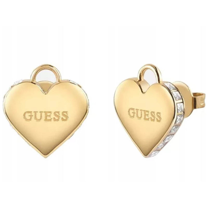 Kolczyki GUESS serca napis cyrkonie wkrętki Kolczyki GUESS serca napis cyrkonie wkrętki