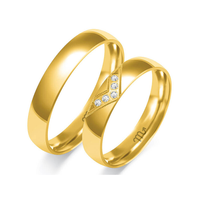 Obrączka ślubna złota 585 z diamentami Obrączka ślubna złota 585 z diamentami