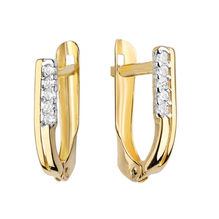 Złote kolczyki 585 eleganckie przecinki diamenty 1,55g Złote kolczyki 585 eleganckie przecinki diamenty 1,55g