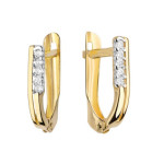 Złote kolczyki 585 eleganckie przecinki diamenty 1,55g