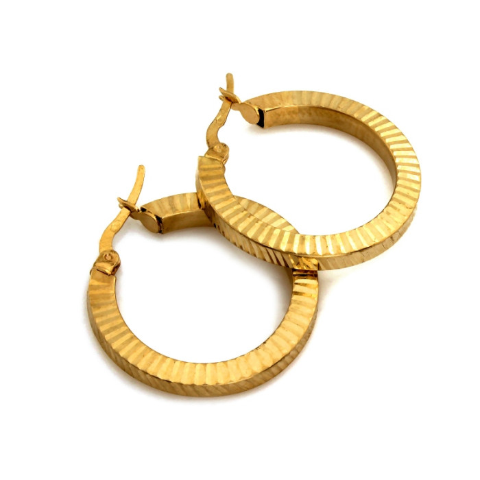Złote kolczyki 585 koła frezowane 28mm na prezent 14k Złote kolczyki 585 koła frezowane 28mm na prezent 14k