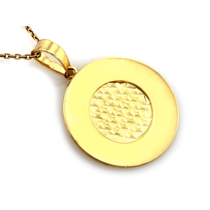 Zawieszka z żółtego złota 333 okrągła błyszcząca z diamentowaniem Zawieszka z żółtego złota 333 okrągła błyszcząca z diamentowaniem