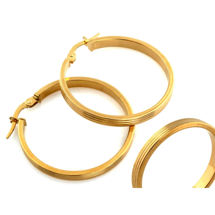 Kolczyki złote 585 eleganckie koła frezowane 30mm na angielskie zapięcie Kolczyki złote 585 eleganckie koła frezowane 30mm na angielskie zapięcie