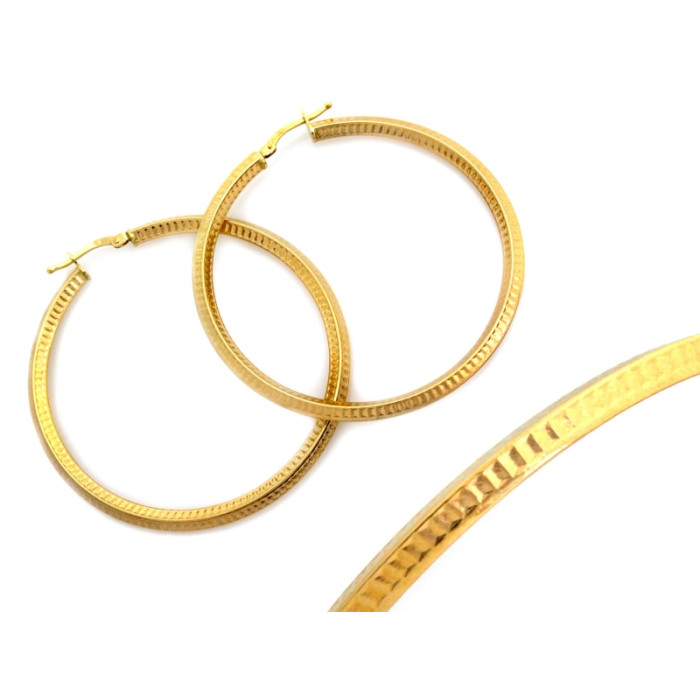 Złote kolczyki 585 zdobione koła grube 50mm Złote kolczyki 585 zdobione koła grube 50mm