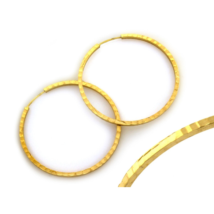 Kolczyki złote koła 585 zdobione kółka szarniry zdobione frezowane 32mm Kolczyki złote koła 585 zdobione kółka szarniry zdobione frezowane 32mm