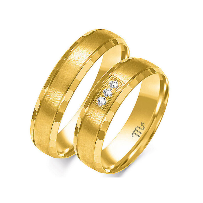 Obrączka ślubna złota 333 z diamentami Obrączka ślubna złota 333 z diamentami