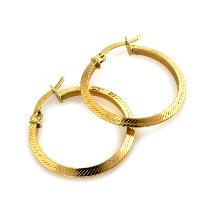 Złote kolczyki 375 koła frezowane 25mm damskie eleganckie Złote kolczyki 375 koła frezowane 25mm damskie eleganckie
