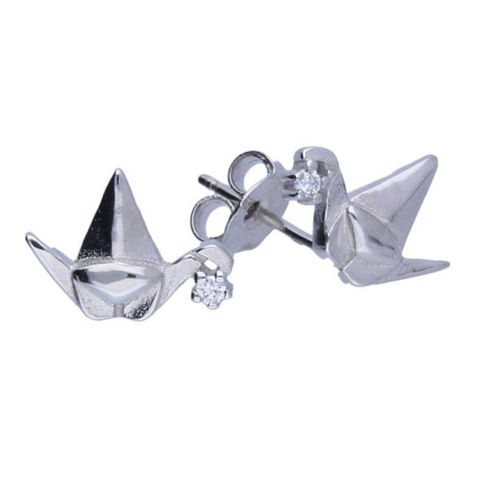 Srebrne kolczyki 925 ptaszek origami z cyrkoniami 1,12g Srebrne kolczyki 925 ptaszek origami z cyrkoniami 1,12g