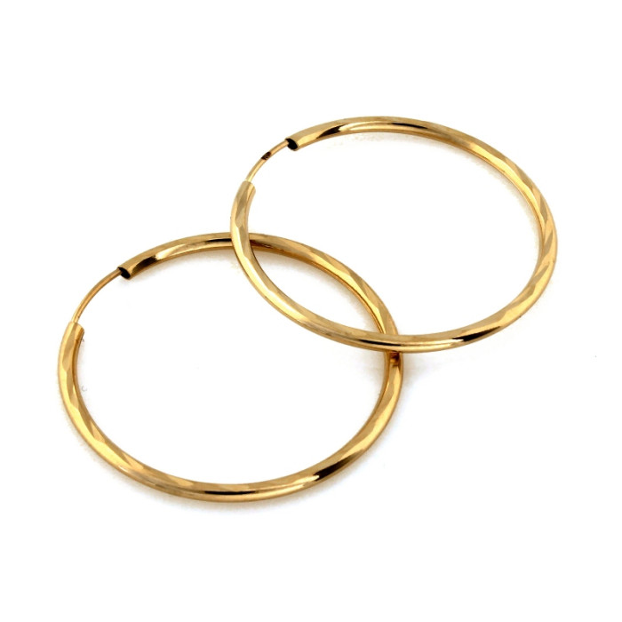 Złote kolczyki 585 koła szarnir 30mm na prezent Złote kolczyki 585 koła szarnir 30mm na prezent