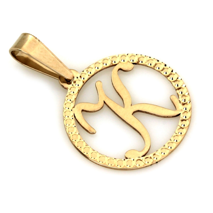 Zawieszka złota literka K 585 litera w ringu w kółeczku 14kt Zawieszka złota literka K 585 litera w ringu w kółeczku 14kt