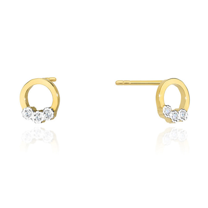 Złote kolczyki 585 ringi z diamentami 1,40 g Złote kolczyki 585 ringi z diamentami 1,40 g