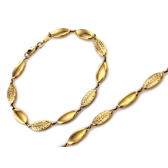 Elegancka złota bransoletka 375 z owalnych elementów Elegancka złota bransoletka 375 z owalnych elementów