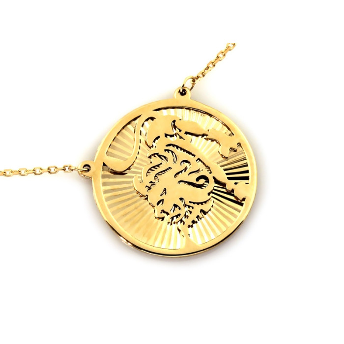 Naszyjnik złoty 585 zodiak Lew na łańcuszku Naszyjnik złoty 585 zodiak Lew na łańcuszku