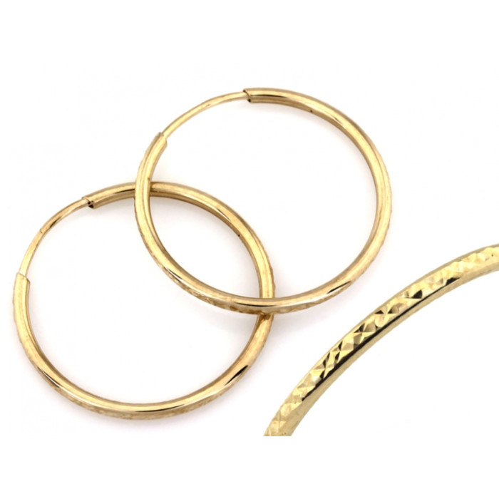 Kolczyki złote 375 diamentowe koła 23mm szarniry na prezent Kolczyki złote 375 diamentowe koła 23mm szarniry na prezent