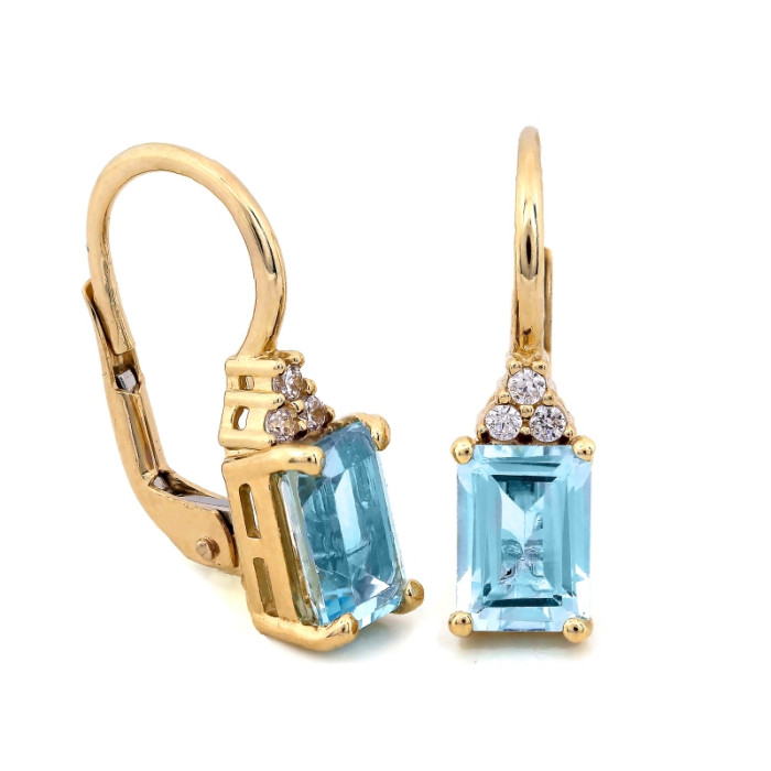 Kolczyki złote 585 z kamieniami angielski bigiel niebieski topaz cyrkonie Kolczyki złote 585 z kamieniami angielski bigiel niebieski topaz cyrkonie