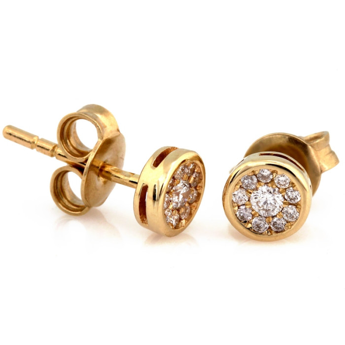 Złote kolczyki 585 okrągłe przy uchu wysadzane brylantami 14 kt diamentami Złote kolczyki 585 okrągłe przy uchu wysadzane brylantami 14 kt diamentami