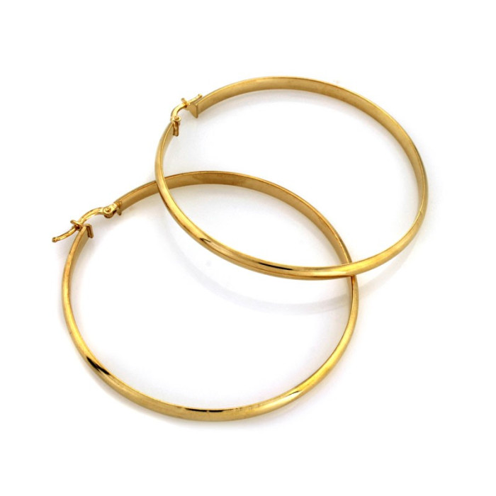Wiszące srebrne kolczyki 925 złocone koła klasyczne ponadczasowe 48mm Wiszące srebrne kolczyki 925 złocone koła klasyczne ponadczasowe 48mm