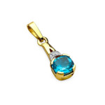 Złota przywieszka 585 elegancka z topaz diament