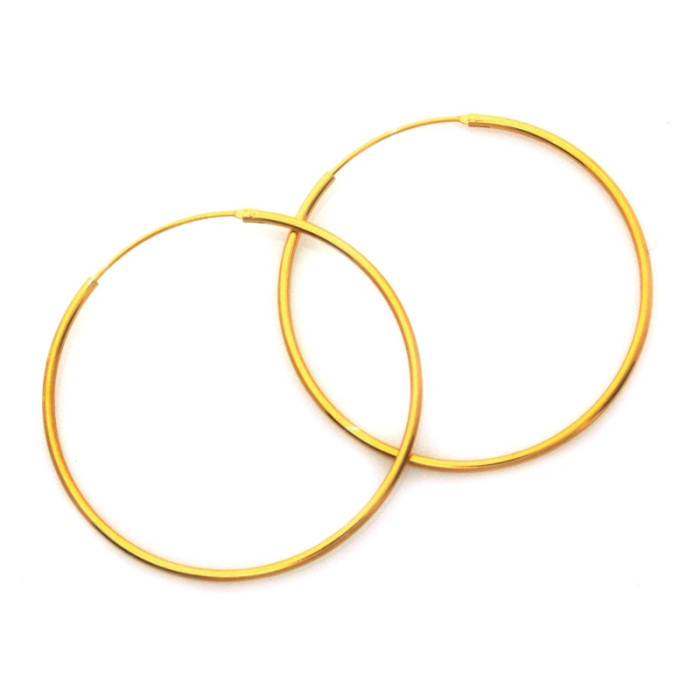 Duże pozłacane kolczyki srebrne 925 koła szarnir 40mm dla kobiety Duże pozłacane kolczyki srebrne 925 koła szarnir 40mm dla kobiety