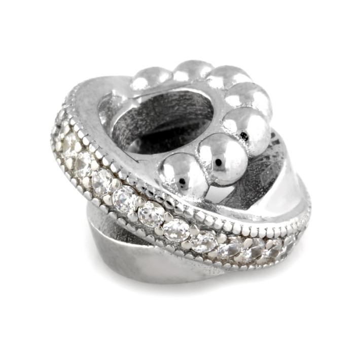 Zawieszka srebrna 925 charms beads do bransoletki nowoczesna z cyrkoniami Zawieszka srebrna 925 charms beads do bransoletki nowoczesna z cyrkoniami