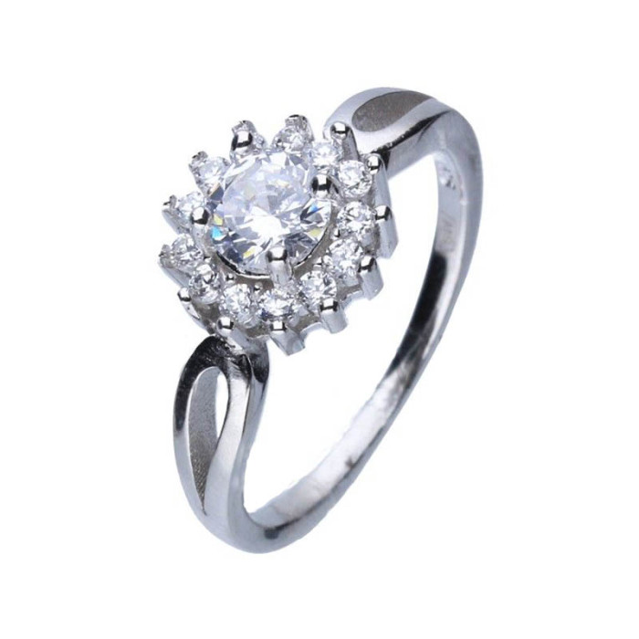 Srebrny pierścionek 925 biała elegancka cyrkonia r 16 Srebrny pierścionek 925 biała elegancka cyrkonia r 16