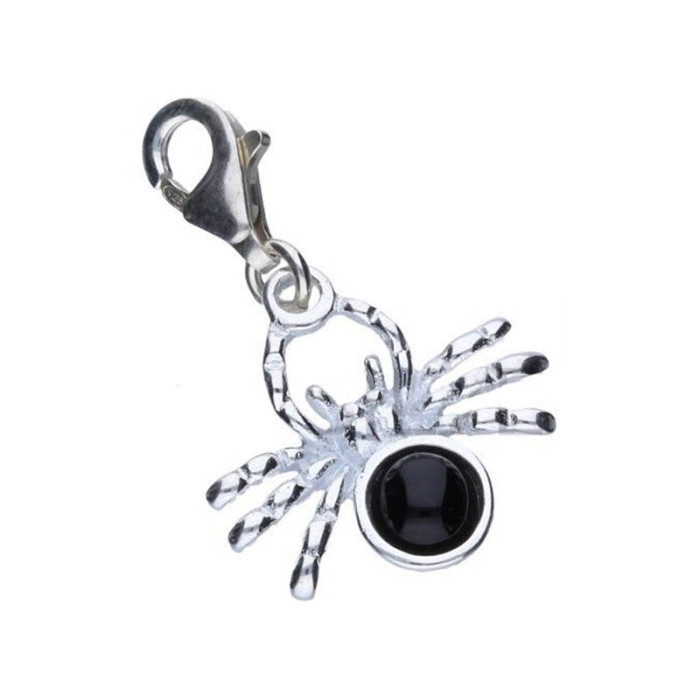 Srebrna zawieszka 925 charms pająk z czarnym jubilerskim kamieniem Srebrna zawieszka 925 charms pająk z czarnym jubilerskim kamieniem