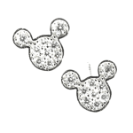 Srebrne kolczyki 925 delikatne na sztyft myszka miki z białymi cyrkoniami Mickey wkrętki