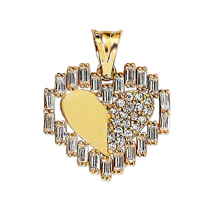 Złota zawieszka 585 eleganckie serduszko zdobione cyrkoniami Złota zawieszka 585 eleganckie serduszko zdobione cyrkoniami