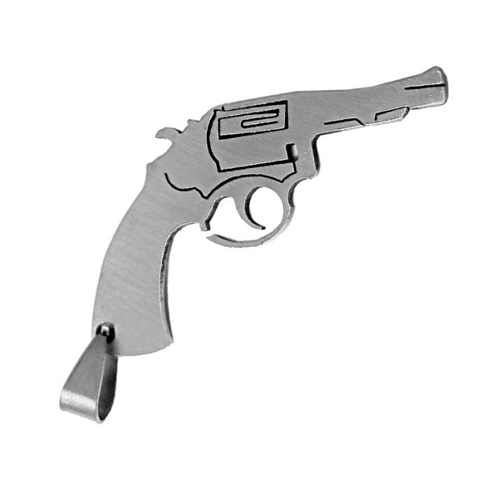 Przywieszka ze stali chirugicznej rewolwer pistolet Przywieszka ze stali chirugicznej rewolwer pistolet