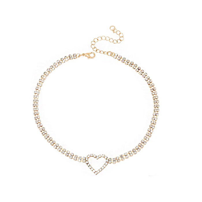 Naszyjnik choker serce z białym rzędem cyrkonii białe cyrkonie serduszko Naszyjnik choker serce z białym rzędem cyrkonii białe cyrkonie serduszko