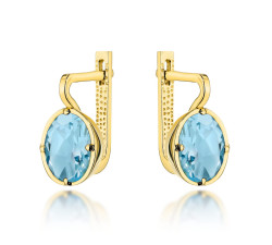 Kolczyki złote z kolekcji "COLORFUL STONE" z eleganckim zapięciem - topaz owal